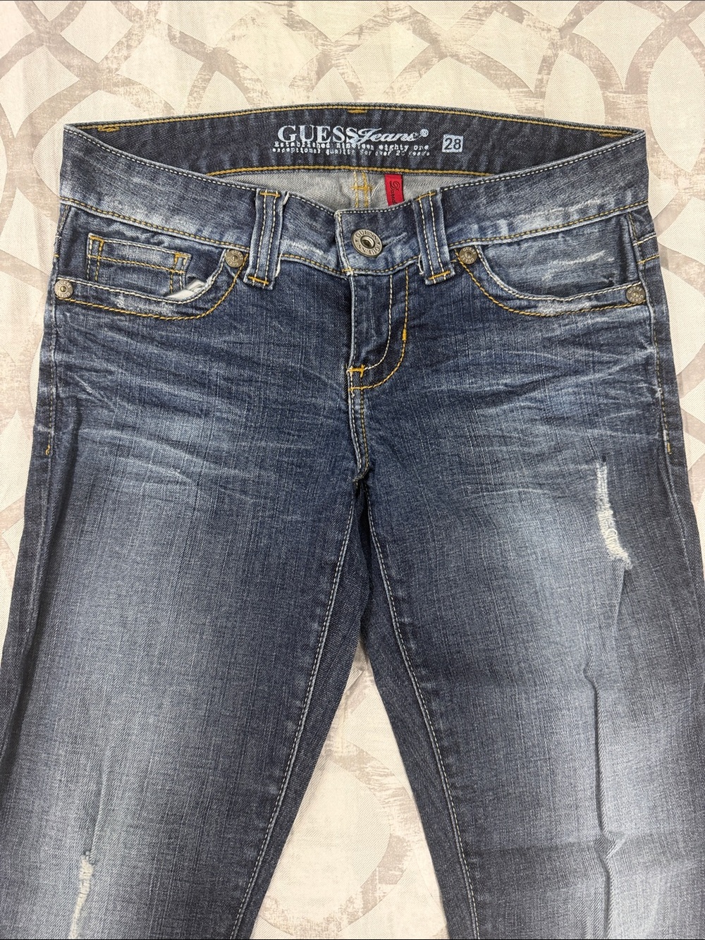 GUESS Dark Blue Distressed Skinny Jeans for Women